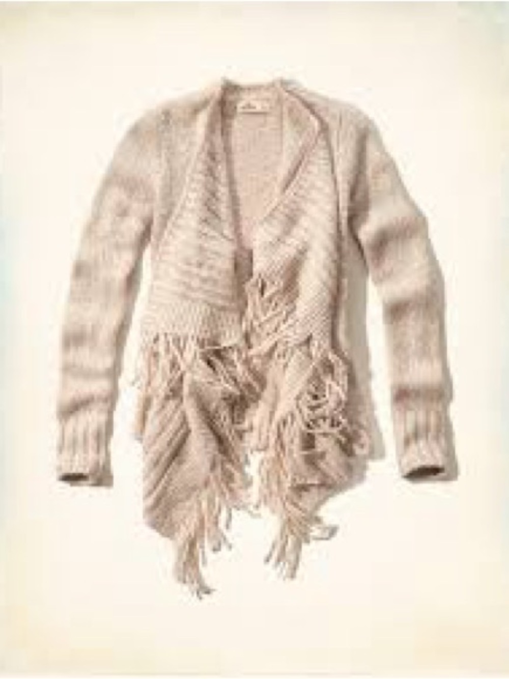 Hollister Fringe Open-Front Cardigan - Cream